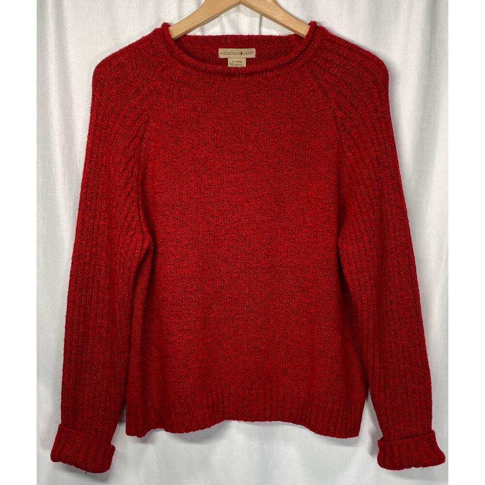 Grunge Skater Rolled Collar Raglan Sleeve Sweater